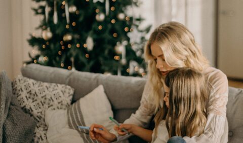 Mother and daughter talking about healthy alternatives at Christmas