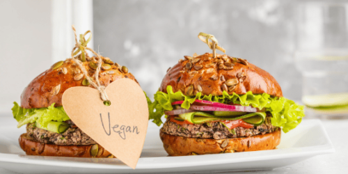2 Burgers, one labelled as vegan