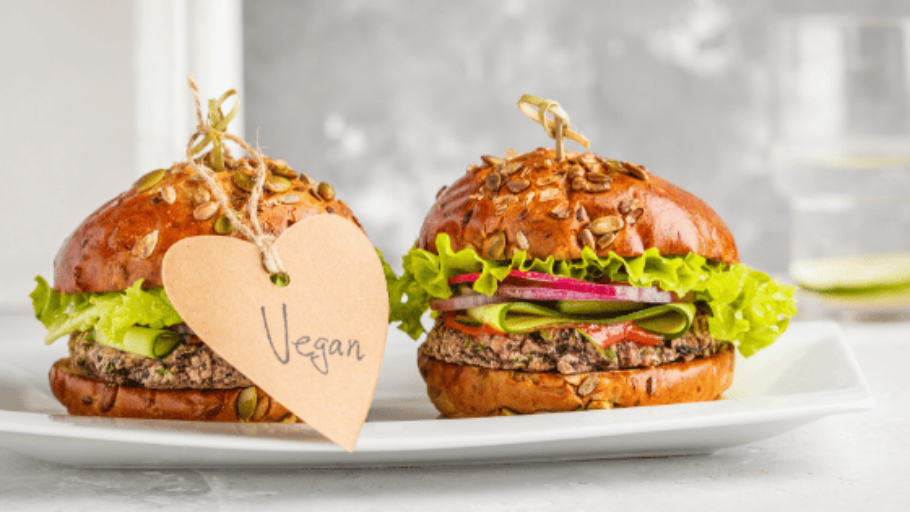 2 Burgers, one labelled as vegan