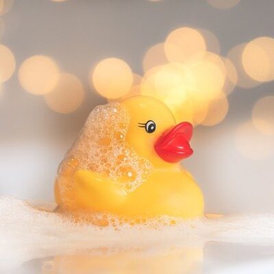 Rubber duckie in a bath