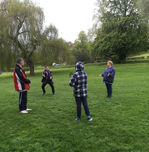 The Ortons playing sports in the park