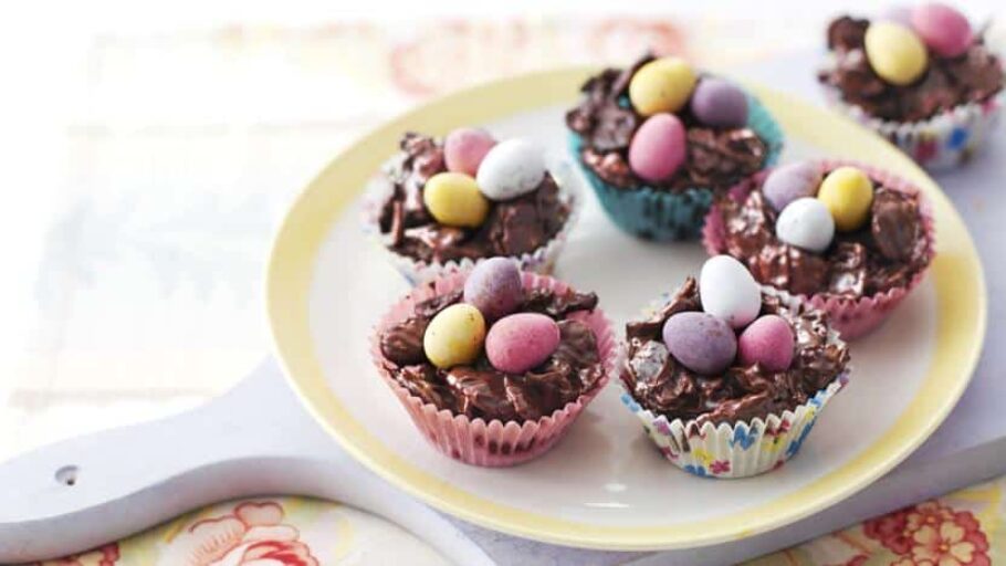 chocolate Easter egg nests