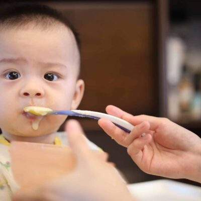 Baby eating some food