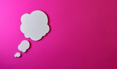 Thought bubbles on a pink background