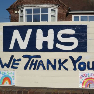 graffiti saying thank you to the NHS