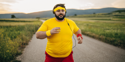 Larger man out on a run